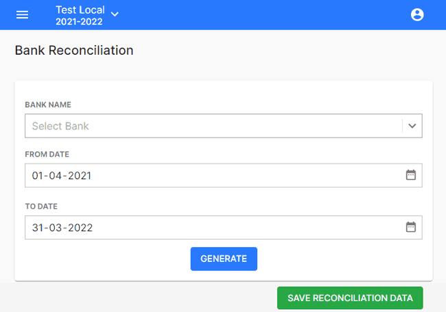 Finalbooks Generate Bank Reconciliation