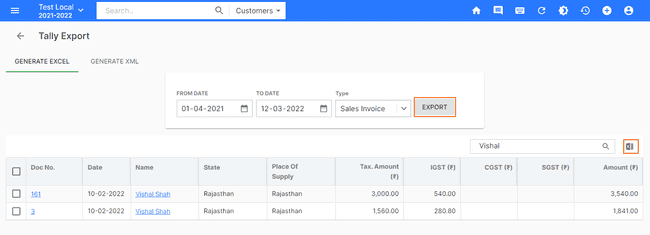 Finalbooks Generate Tally Export